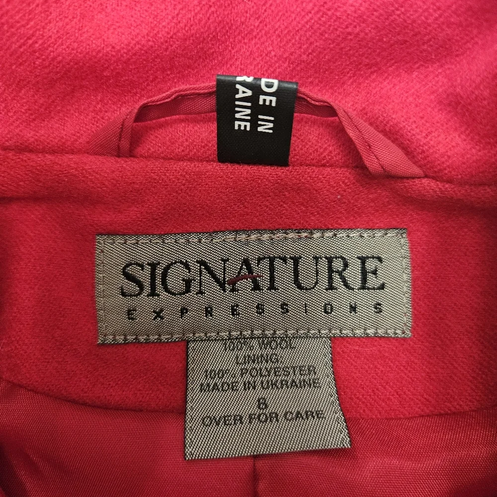 Signature Expressions Red Wool Cropped Jacket Size 8